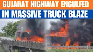 Fire erupts in container truck on National Highway-48 in Gujarat, mitigation efforts underway