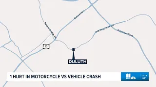 1 hurt in motorcycle vs vehicle crash