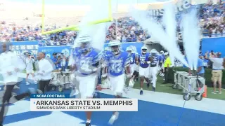 Memphis defeats Arkansas State 42-24 in front of a sellout crowd at Simmons Bank Liberty Stadium