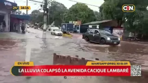Lluvia colapsó la avenida Cacique Lambaré