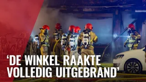 Grote brand na explosie bij winkel in Maasstraat in Zuid