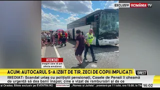 Coach bus full of children collided with a semi-truck in Călărași County