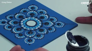 Blue Mandala Dot Art Flower