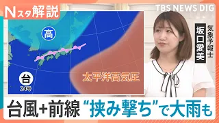 台風と前線で日本列島“挟み撃ち”　全国的に長引く大雨…「警報級の大雨」の可能性はいつまで続く？【Nスタ解説】｜TBS NEWS DIG