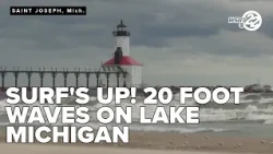 Strong winds whipping up massive waves on Lake Michigan creates dangerous conditions