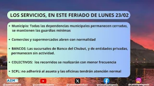 Los servicios, en este feriado de lunes 23