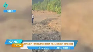 Şəkidə istirahət mərkəzlərinə gedən yolda hərəkət çətinləşdi