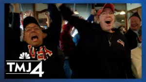 Early risers at a Milwaukee bar & grill go wild for the USA Men's hockey team overtime win
