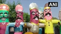 #watch | Jaipur, Rajasthan: Multiple vibrant Ravan effigies line the roadsides ahead of Dussehra