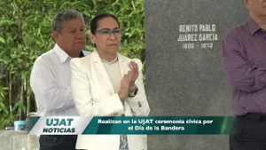 Realizan en la UJAT ceremonia cívica por el Día de la Bandera.