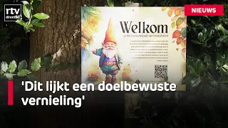 Wooden gnomes set on fire and thrown from the bicycle overpass onto the A28.