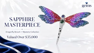 Multicolor Sapphire & Diamond Dragonfly Brooch | Valued over $35K
