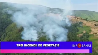 Trei incendii de vegetație