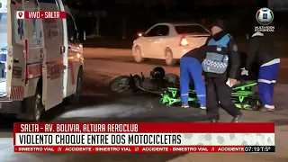 Violento choque entre dos motocicletas en Av. Bolivia: Una mujer fue hospitalizada