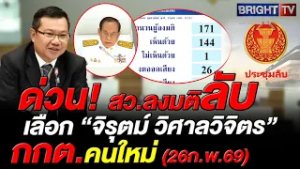 มติสว.เลือก จิรุตม์ วิศาลวิจิตร 144 เสียง ขณะที่ มณฑล สุดประเสริฐ เห็นชอบ เพียง 9 เสียง