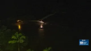 Bayfront Highway closed due to high surf, debris