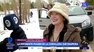 Tourists enjoy the snow in Mendoza