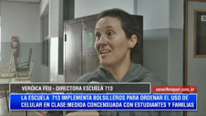 VERONICA FEU - DIR. ESCUELA 713: IMPLEMENTAN BOLSILLERO PARA USO RESPONSABLE DE CELULARES EN CLASE