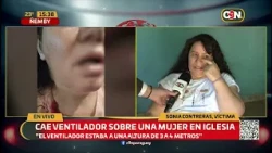 Fan falls on Sonia Contreras inside a church in Ñemby