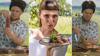 Grilling with Wood: Rack of Lamb on Beech Logs