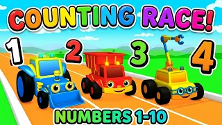 123 Race | Learn Numbers with Racing Cars | Counting 1-10 for Toddlers | Numbers Songs | BabyFirst