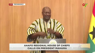 Prez Mahahma's Speech as Ahafo Regional House of Chiefs Pays Courtesy Call on him