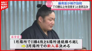 「10勝以上目指す」熊本市出身の藤青雲が新入幕報告で知事表敬