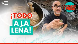 Pastel de camote y chanchito a la naranja ¡cocinados con leña!