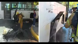 Conductor evacúa a pasajeros de bus en llamas tras incendio por colchón en Managua