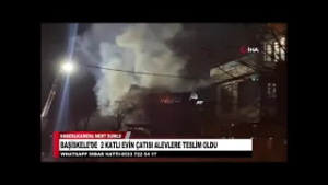 BAŞİSKELE’DE  2 KATLI EVİN ÇATISI ALEVLERE TESLİM OLDU