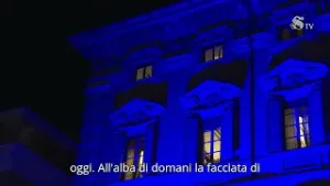 Palazzo Madama illuminato di blu per le vittime civili delle guerre