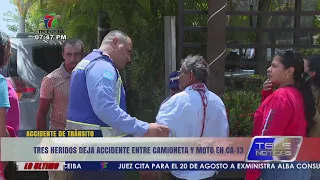 Tres heridos deja accidente entre camioneta y moto en CA-13 en la comunidad de Corozal en La Ceiba