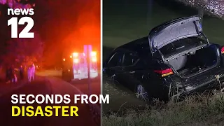Elderly driver trapped in sinking car rescued moments before it went under