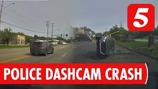WATCH: Police Dashcam Shows Stolen Car Crash at Intersection
