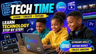 Kids Learning Keyboard, Canva & Video Editing