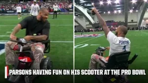 Micah Parsons bringing the energy from his 'Lightning McQueen' scooter ? | Pro Bowl Games on ESPN