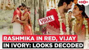 Rashmika Mandanna-Vijay Deverakonda wedding | Decoding actress' red saree & actor's ivory dhoti!