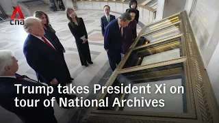 Trump shows Chinese President Xi Jinping the US Constitution at National Archives