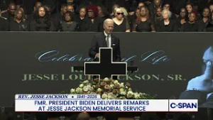 Former President Joe Biden gives remarks at memorial for Rev. Jesse Jackson