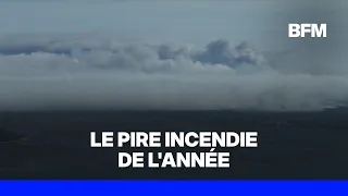 The fire affecting Cap-Ferret seen from the sky