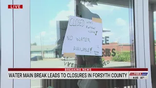 Forsyth County water main break shuts down Kernersville businesses, county facilities