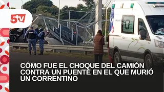 JAVIER MUNIZ, REPORTING FROM NATIONAL ROUTE 16 - TRUCKER DIED AFTER CRASHING INTO A BRIDGE