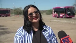 María and Viviana prepare to drive new electric public transport units in Hermosillo