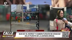 "El Rápido" bus and box truck get stuck under the Avenida Brasil bridge