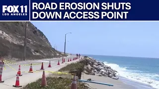 Point Dume Beach closed after severe erosion from high surf in Malibu