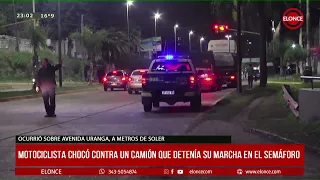 Motorcyclist crashed into a truck stopped at a traffic light on Uranga Ave.