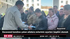 Xocavənd kəndinə çatan ailələrə evlərinin açarları təqdim olunub