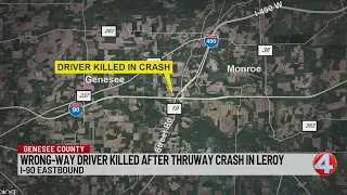 Wrong-way driver killed after Thruway crash in LeRoy