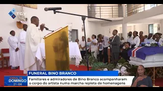 Bino Branco's family and fans accompany the artist's body in a funeral procession filled with tri...
