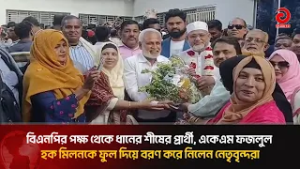 ধানের শীষের প্রার্থী, একেএম ফজলুল হক মিলনকে ফুল দিয়ে বরণ করে নিলেন নেতৃবৃন্দরা | Asian TV